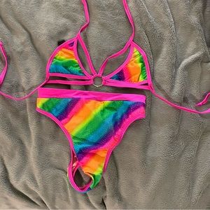 Rolita Couture neon rainbow festival set rave